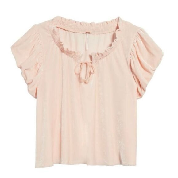 New Free People Terese Velour Crop Top in Pink Size S - Picture 11 of 11